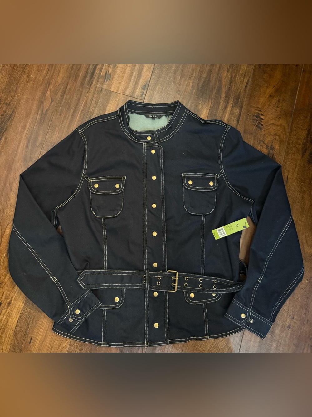 NIC+ZOE Twill Belted Utility Jacket XL
Night Dark Blue Gold Snap Cargo Moto 7533